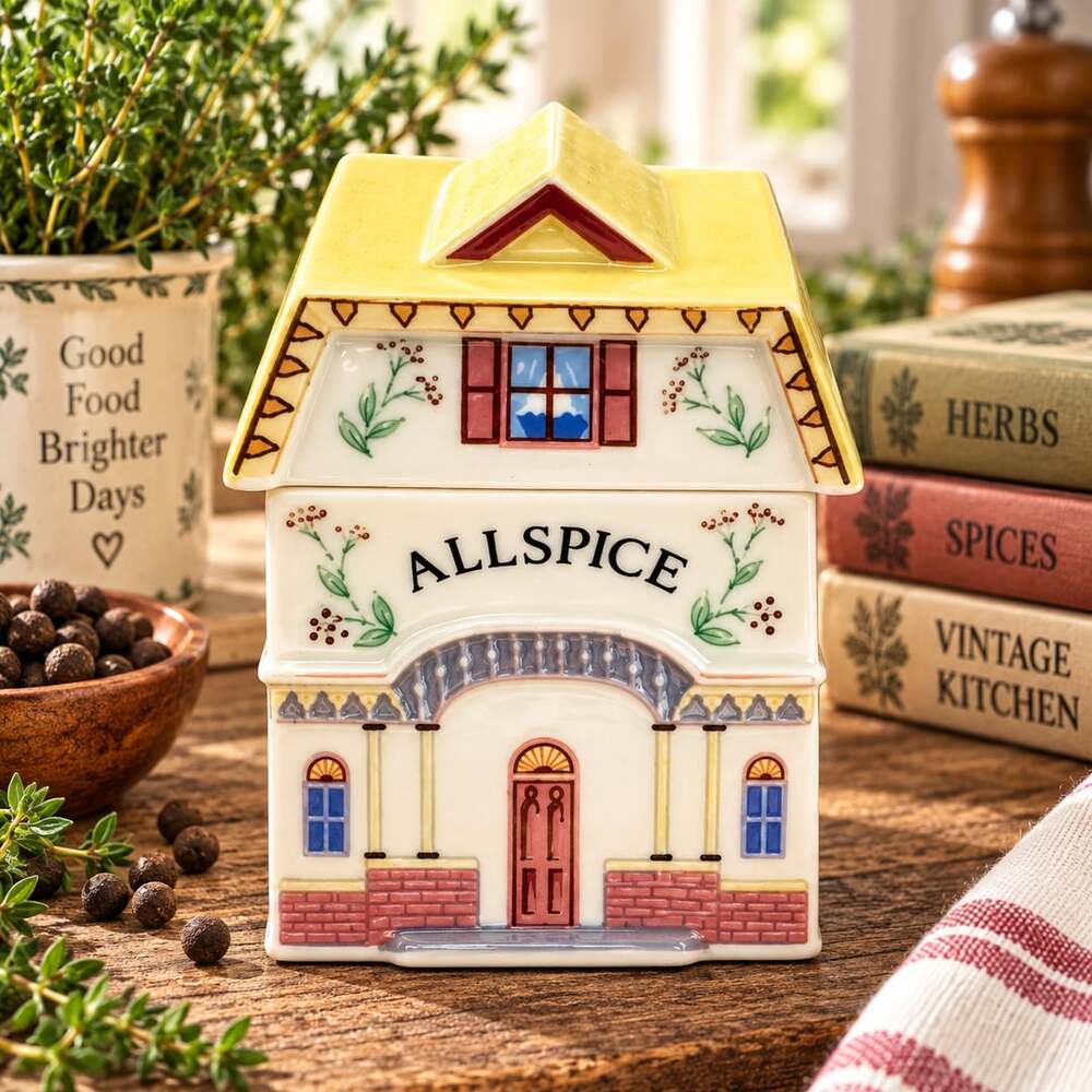 Lenox Spice Village 1989 Allspice House Jar w/ Lid Porcelain All Spice Vintage